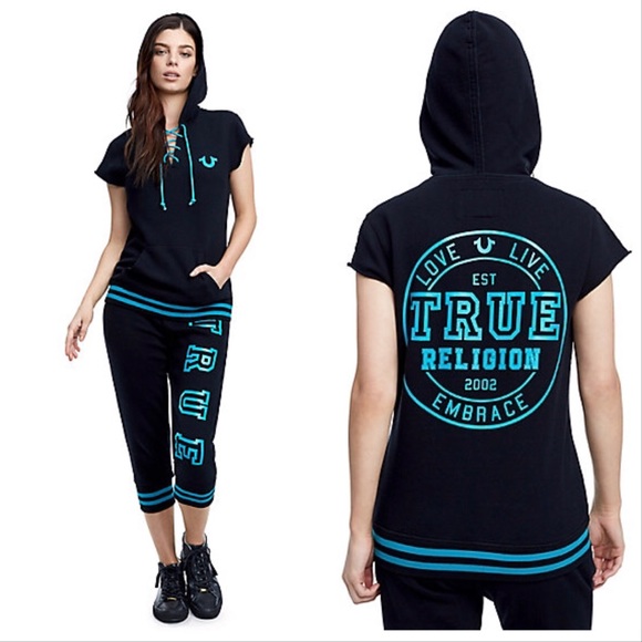 True Religion Tops - TRUE RELIGION Womens Lace Up Sweatsuit Black